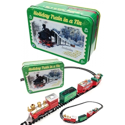 HOLIDAY TOY TRAIN IN A TIN